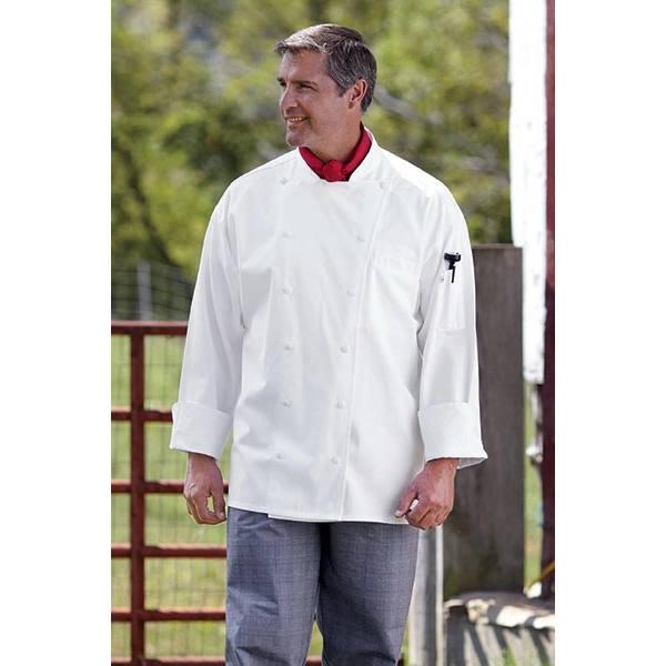 Cloth Button Cotton Executive Chef Coat - White (2XL-3X)