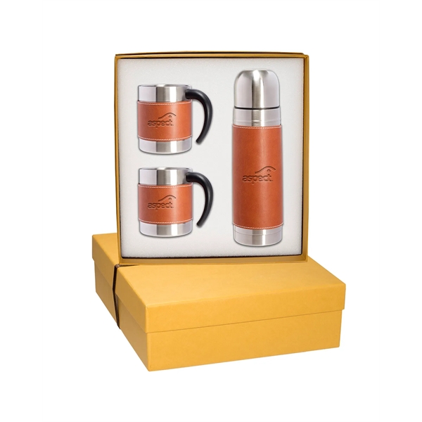 Leeman Tuscany™ Thermal Bottle And Coffee Cups Gift Set