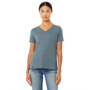 Bella + Canvas Ladies' Relaxed Heather CVC Jersey V-Neck ...