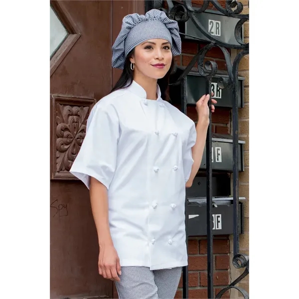 Short Sleeved French Knot Chef Coat - White