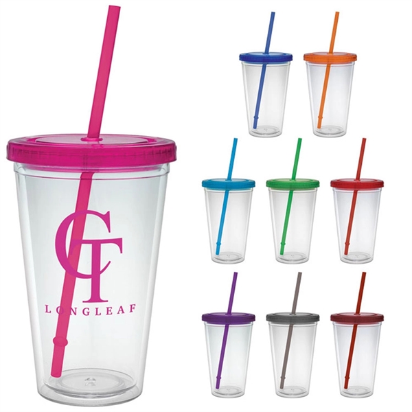 Carnival Cup - Clear Straw, Color Lid