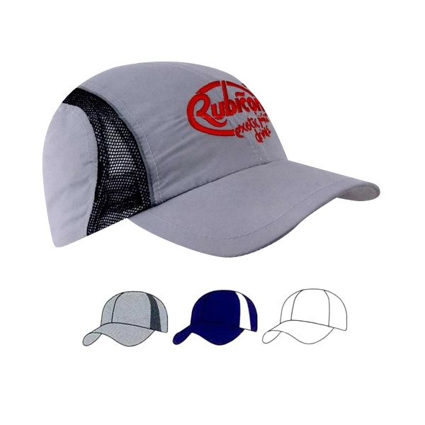 Microfiber and Mesh Sport Baseball Cap with Reflective Trim