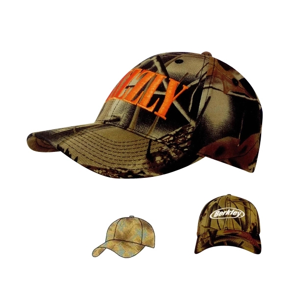 Brushed Cotton Baseball Cap with Leaf Print Camouflage